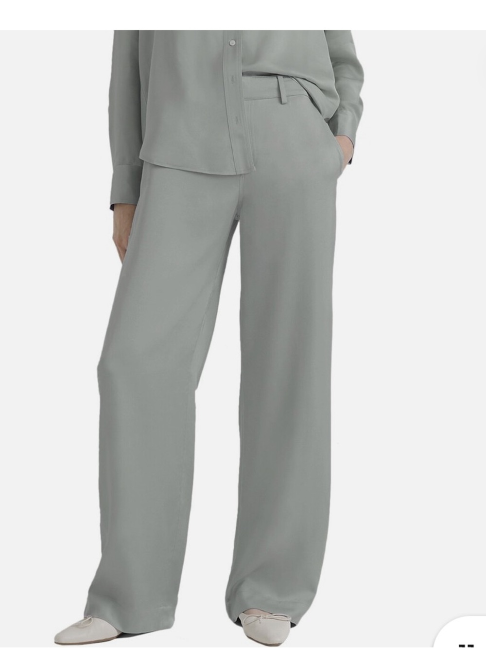 🆕🩶🩶🩶 Club Monaco Silky Wide-Leg Carpenter Pants and Button Down Top